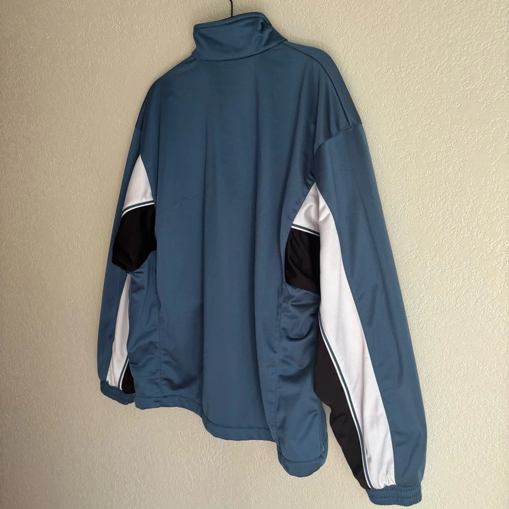 Vintage Reebok Jacket Mens Large White Blue Black Full Zip Pockets Track 90s